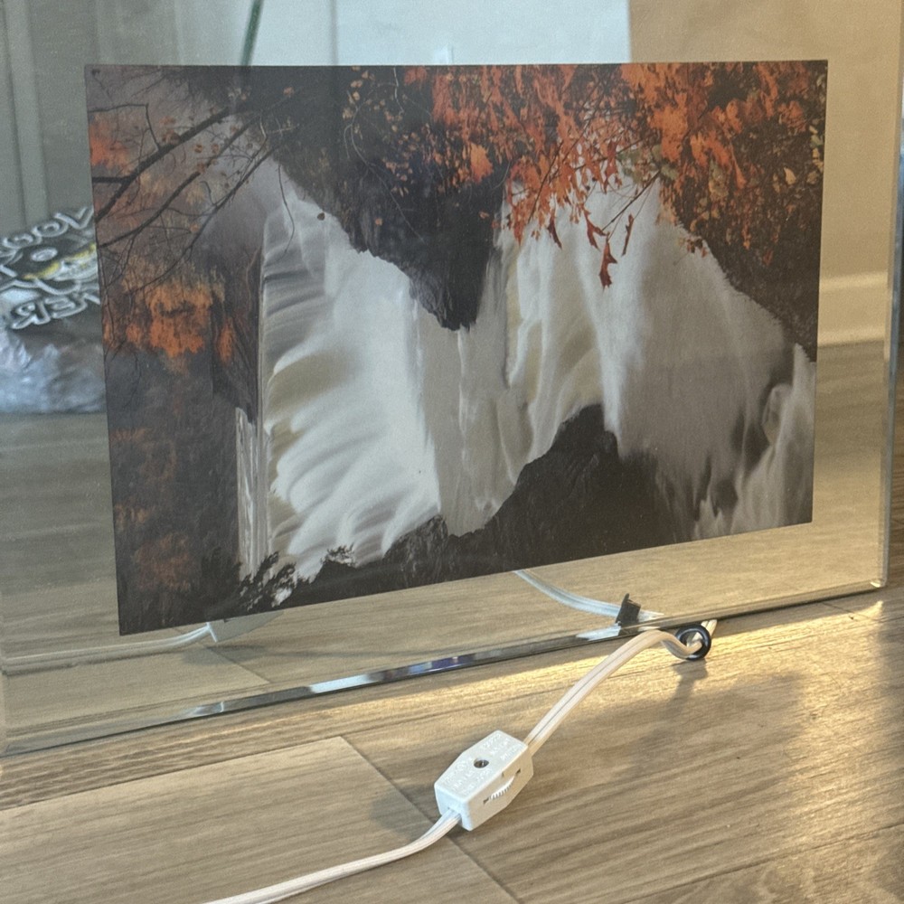 Motion Image Mirror Lamp Waterfall Picture Light with Water Flow, 12x9.5 Inches