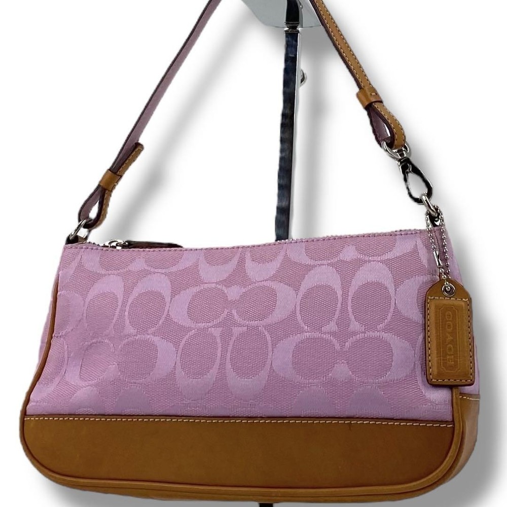 Coach Pink Canvas Leather Accessory Pouch Bag Crossbody Authentic