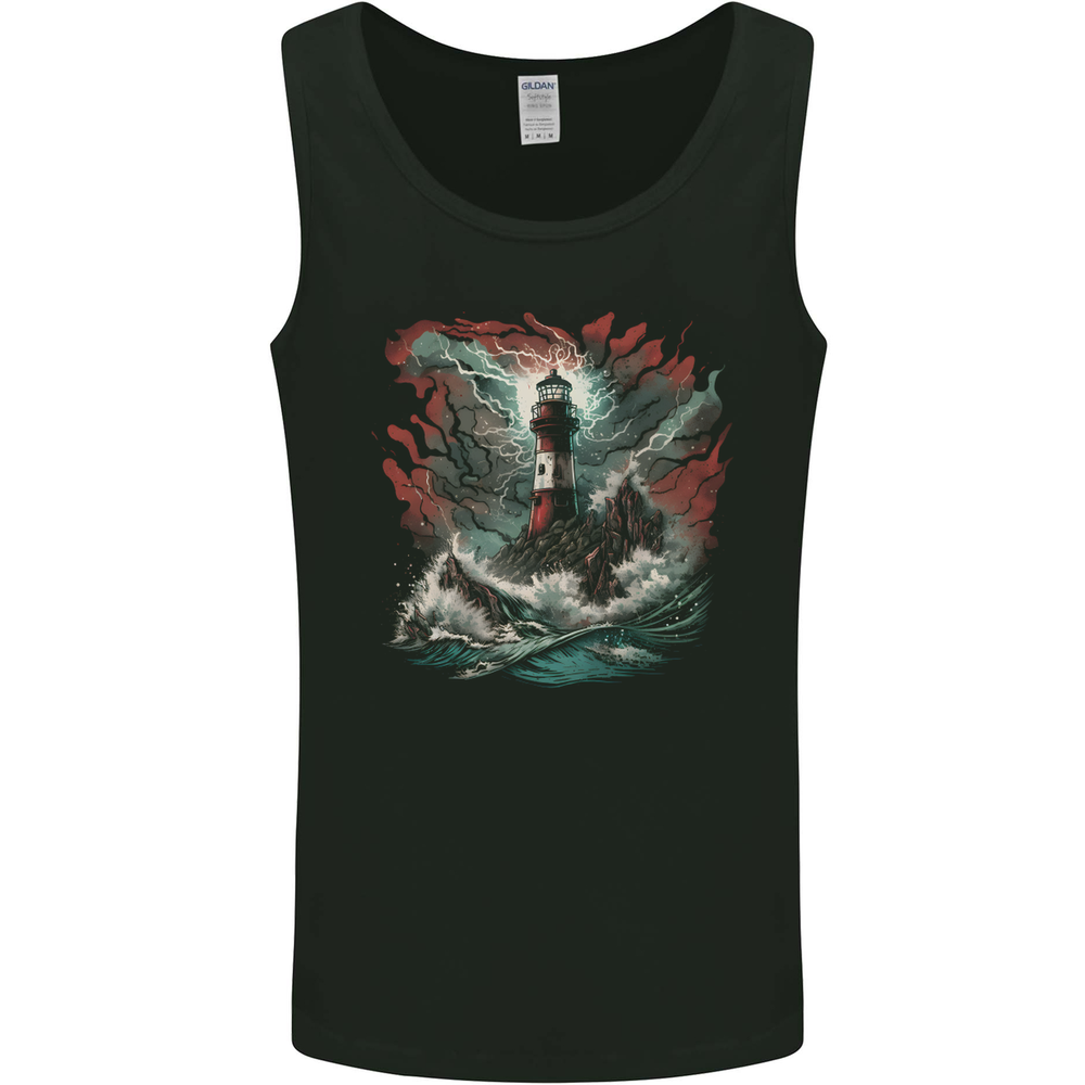 Fantasy Lighthouse Storm Mens Vest Tank Top