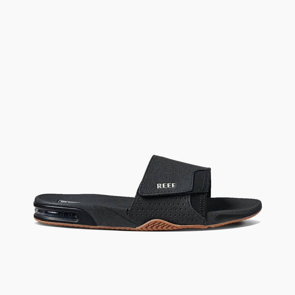 Reef Fanning Slide Sandals - Men's - 9 / Black/Silver