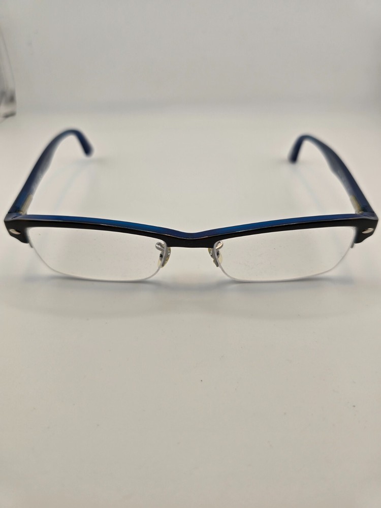 Ray-Ban RB7014 5068 Men's Polished Black on Blue Half Rim Eyeglasses FRAMES ONLY