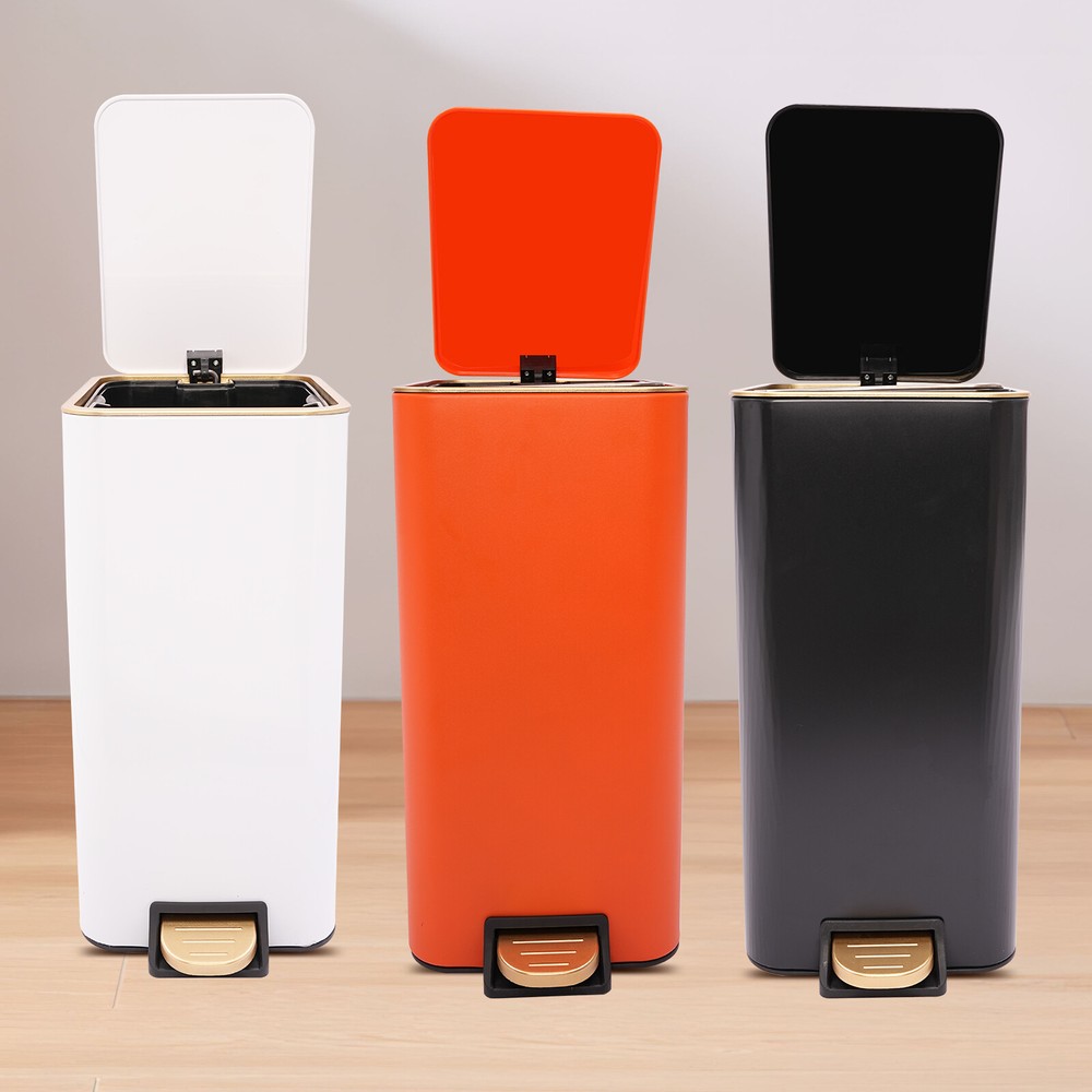 Foot Pedal Trash Can Carbon Steel Step On Kitchen office Garbage Bin 12L/3.17Gal