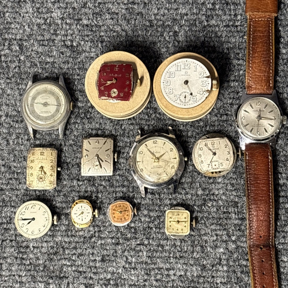 Vintage Wristwatch Movement Lot Omega Bulova Elgin Hamilton More Parts Repair