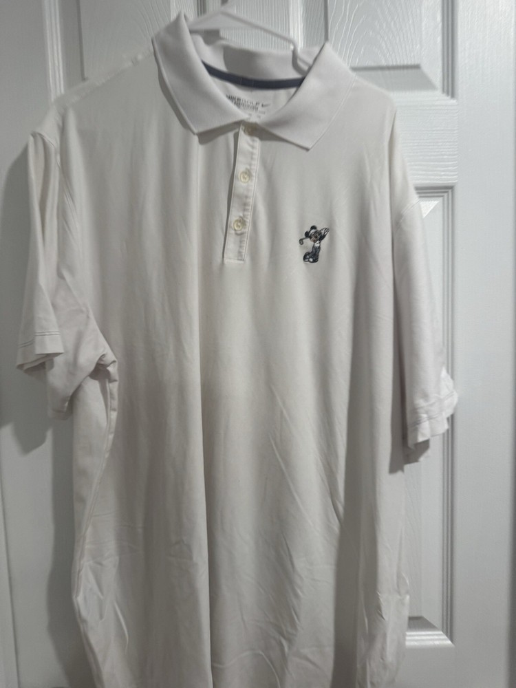 Nike Golf Polo Shirt Men's XXL White Walt Disney World Mickey Mouse Dri-Fit