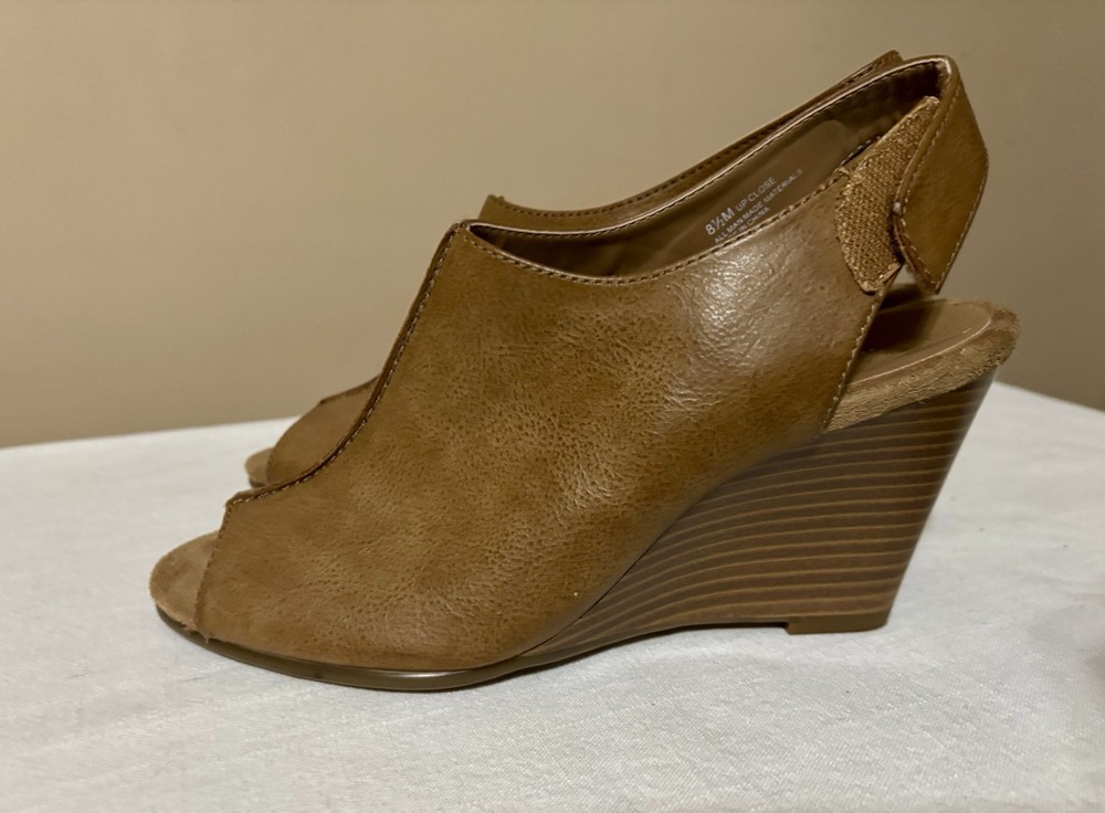 AEROSOLES Tan Leather Mules Women's Shoes Size 8.5 M
