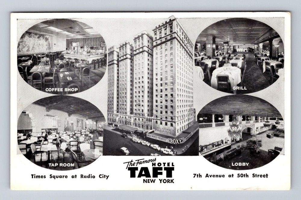 New York City NY, Hotel Taft, Souvenir, Antique, Vintage Postcard