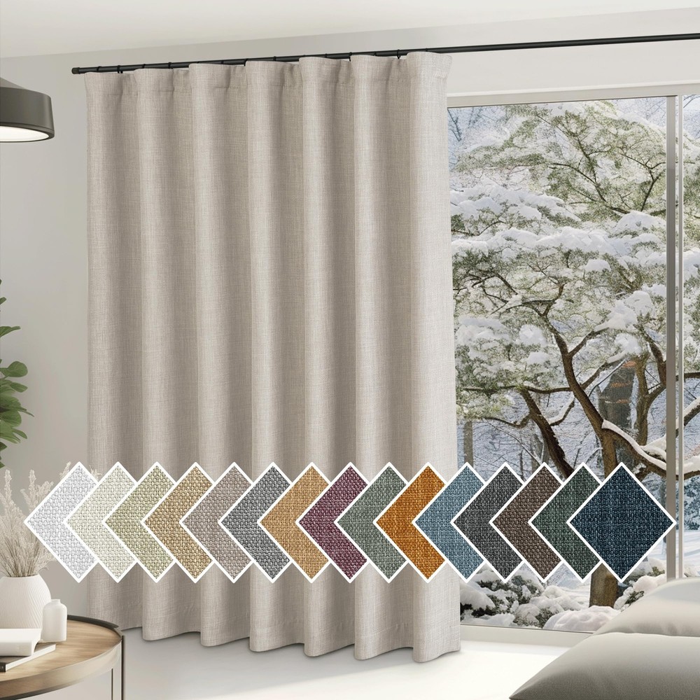Room Darkening Patio Curtains for Sliding Doors with Hook Belt Rod Pocket Back Tab Options