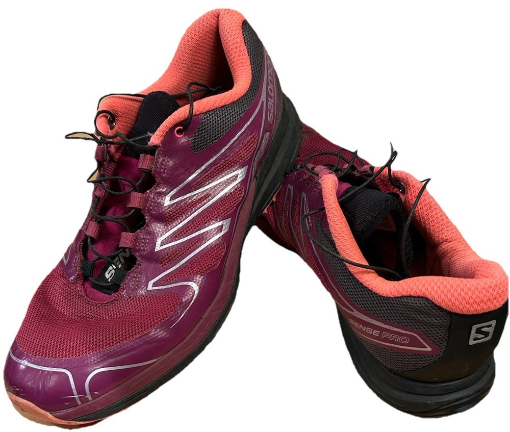 Women’s Salomon Sense Pro 2 Trail Hiking Shoes Sz 8 Purple Pink Black Running