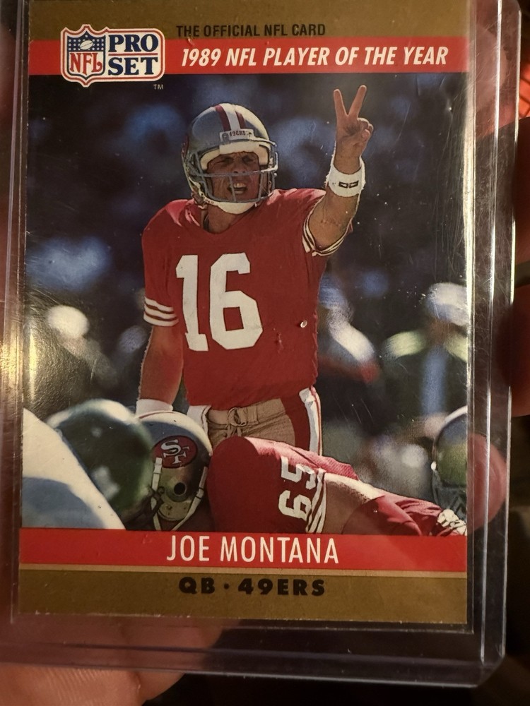 1990 Pro Set Joe Montana Wrong Jim Kelly Stats Error Card #2 with Corrected Version