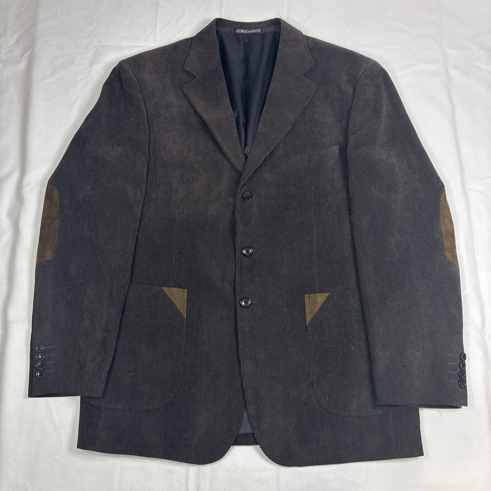 Giorgio Armani Men’s Brown Corduroy Single-Breast Blazer