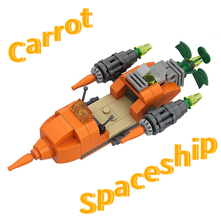 122 PCS Carrot Spaceship Building Block Vegetable Space Boat Model MOC Toy Brick
