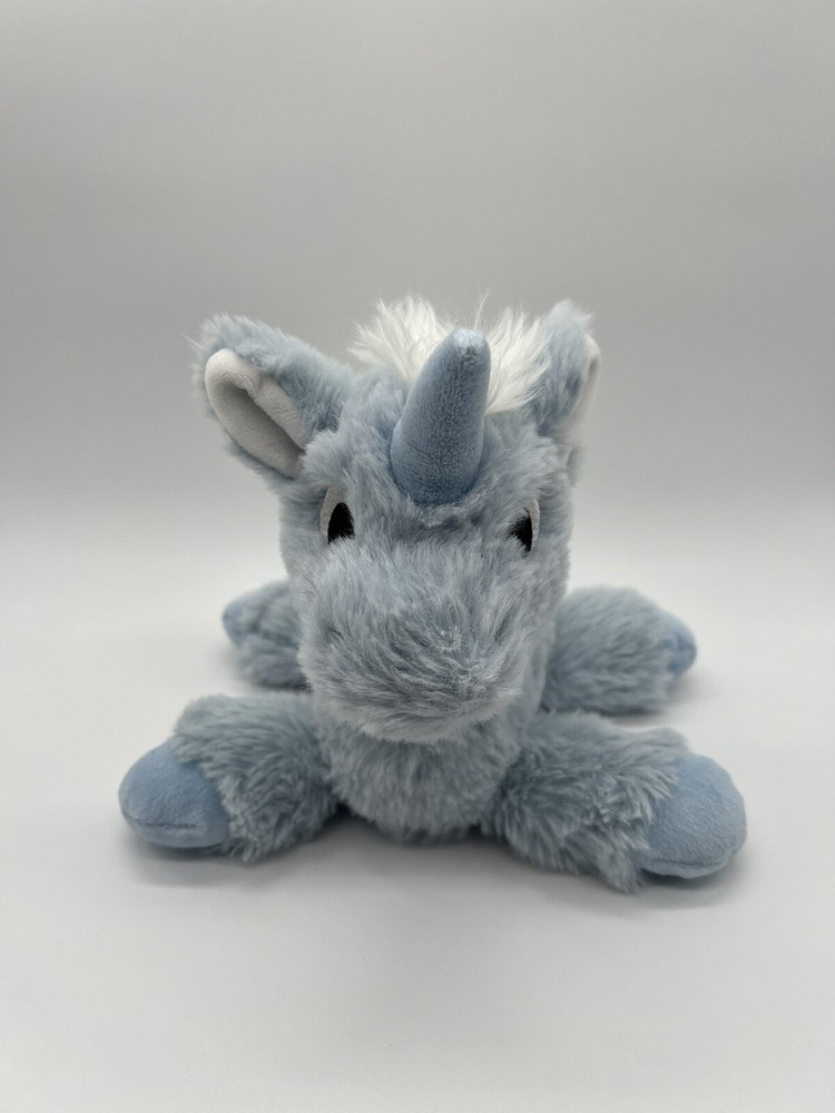Manhattan Toy Plush Unicorn Floppy Blue Stuffed Animal Bean Bag Lovey Soft 10”