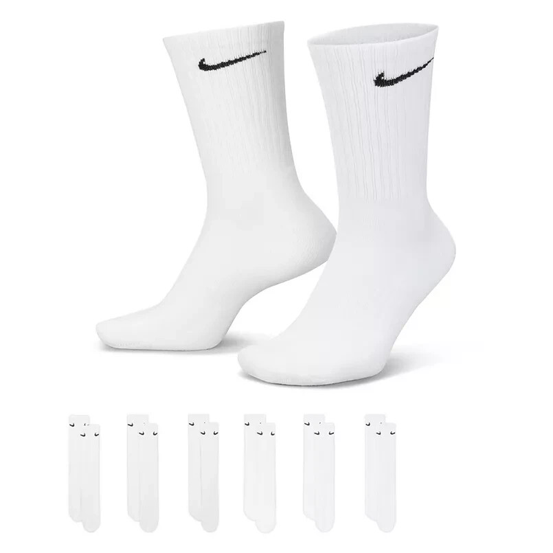 Nike Everyday Cushioned Dri-FIT 6-8 Socks - 6 Pairs, White (SX7666-100)