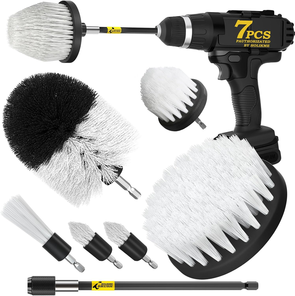 7Pack Drill Brush Attachment Set-Car Interior Detailing Kit，Power Scrubber Brush