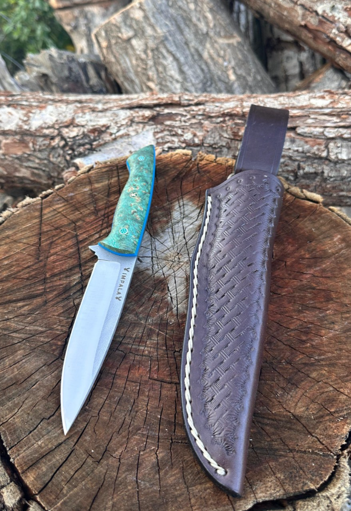 Handmade Bushcraft Knife, Handcrafted Hunting Knife with Leather Sheath