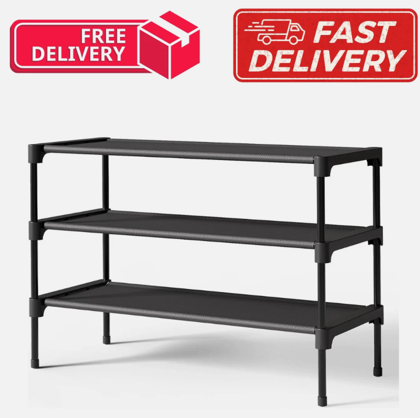Shoe Rack Premium Non-Woven Shoe Rack Shelf Organizer for Closet Entryway 3 Tier