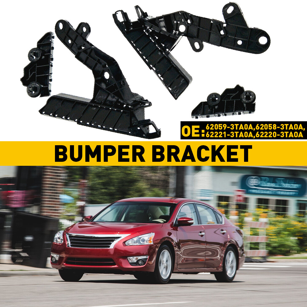 2013-2015 Nissan Altima Sedan Front Bumper Bracket Retainer Beam Mount Support 4PC