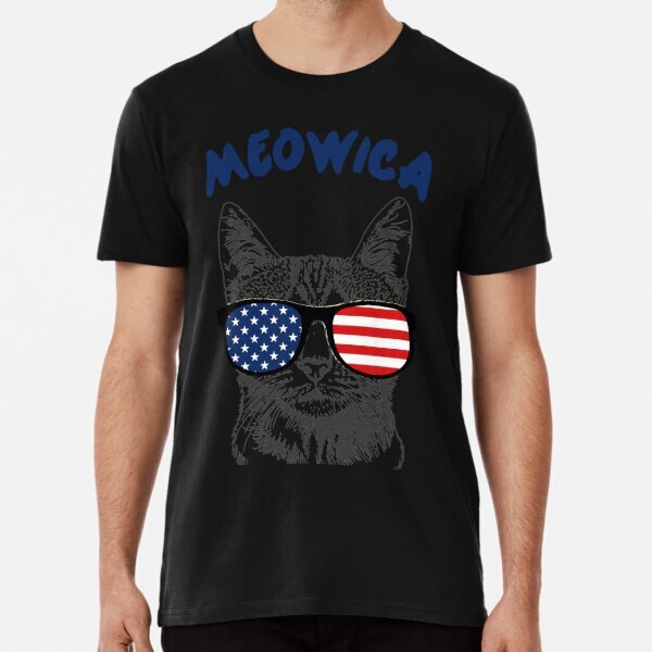 Meowica USA Cat Premium Best Design Gift Ideas T-Shirt S-5XL