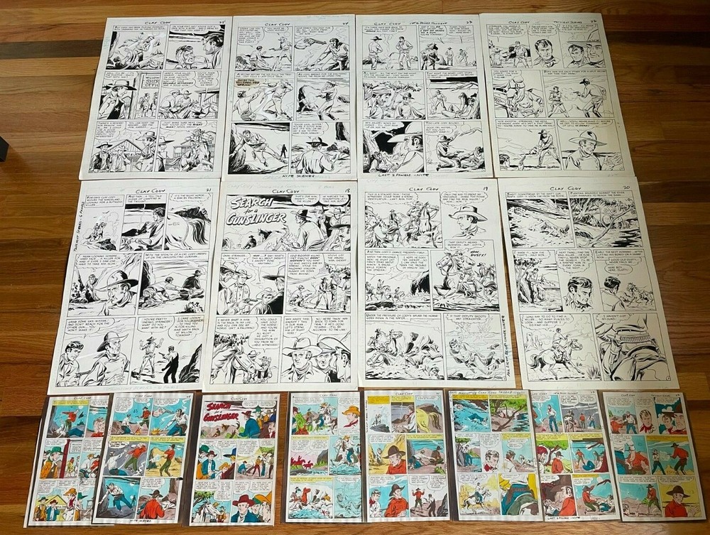CLAY CODY GUNSLINGER #1 original art RARE COMPLETE 8 PG STORY WESTERN 1957 PINES