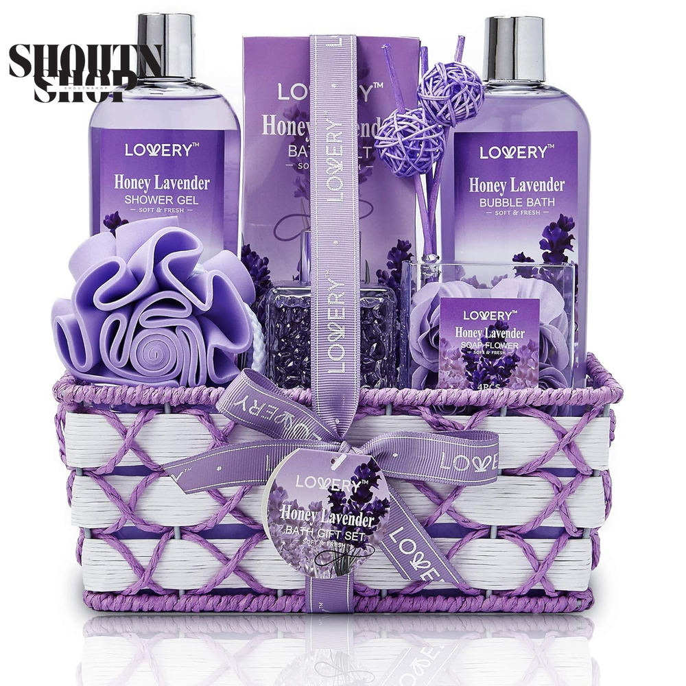 Valentines Day Gift Basket for Her & Him - Honey Bath & Body Set  -image