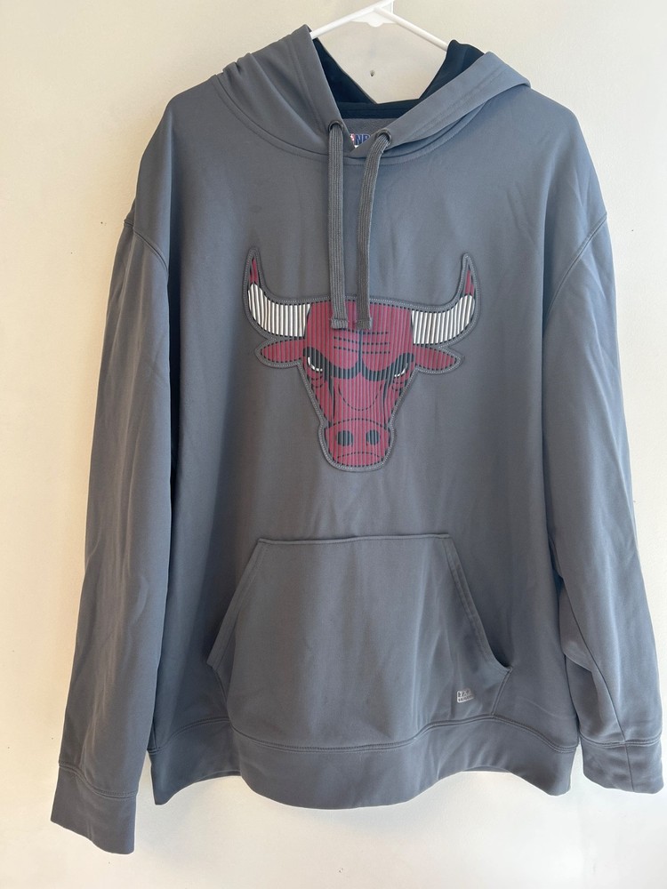NBA TX3 Warm Chicago Bulls Hoodie Sweatshirt Mens XL Gray Polyester Logo