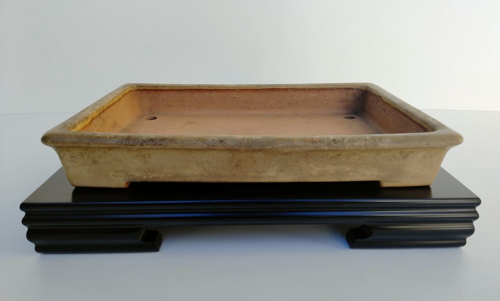 Bonsai Tree Pot Tokoname Reiho Glazed Rectangular Width 38.3 cm / 15.08 in.