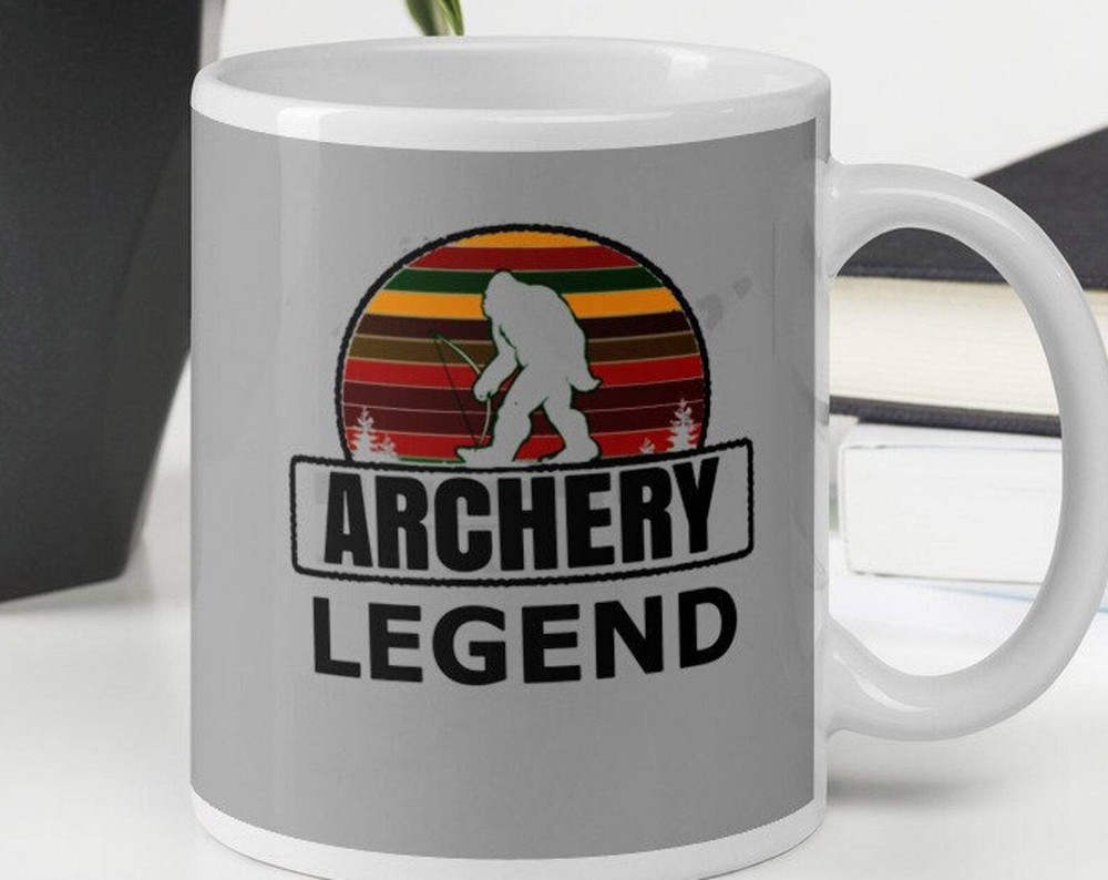 Archery Bowhunting Legend Funny White Glossy Coffee Tea Drinking Mug Cup