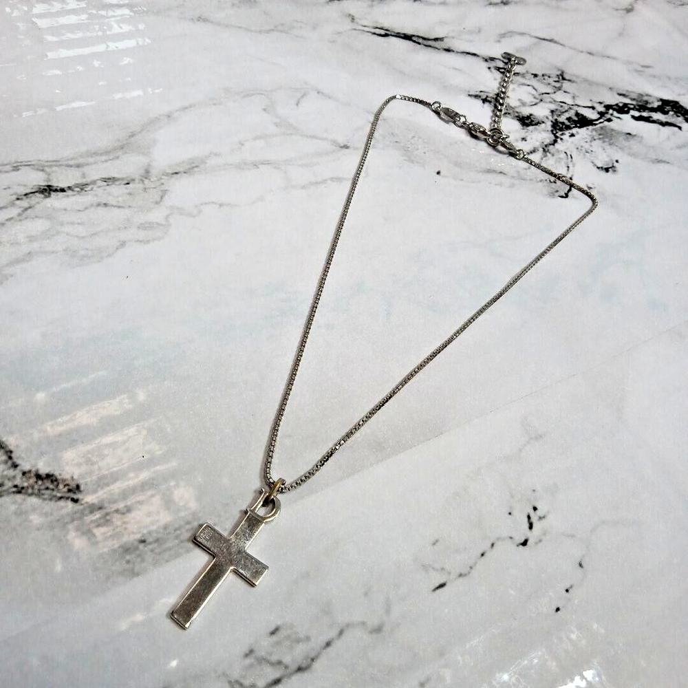 CD Christian Dior Vintage Cross Pendant Silver Coated USED W/O Box