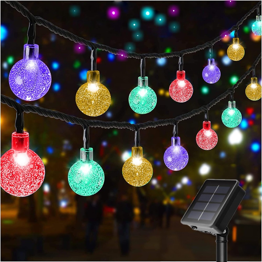Solar String Lights Outdoor Waterproof, 50 LED 23Ft Total Hanging Lights Crys...