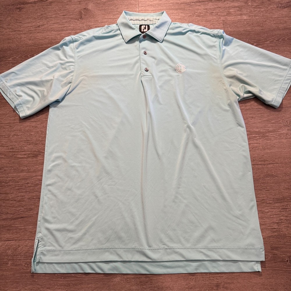 Footjoy Polo Shirt Mens XL Blue Performance Outdoor Golf Golfer Preppy Casual