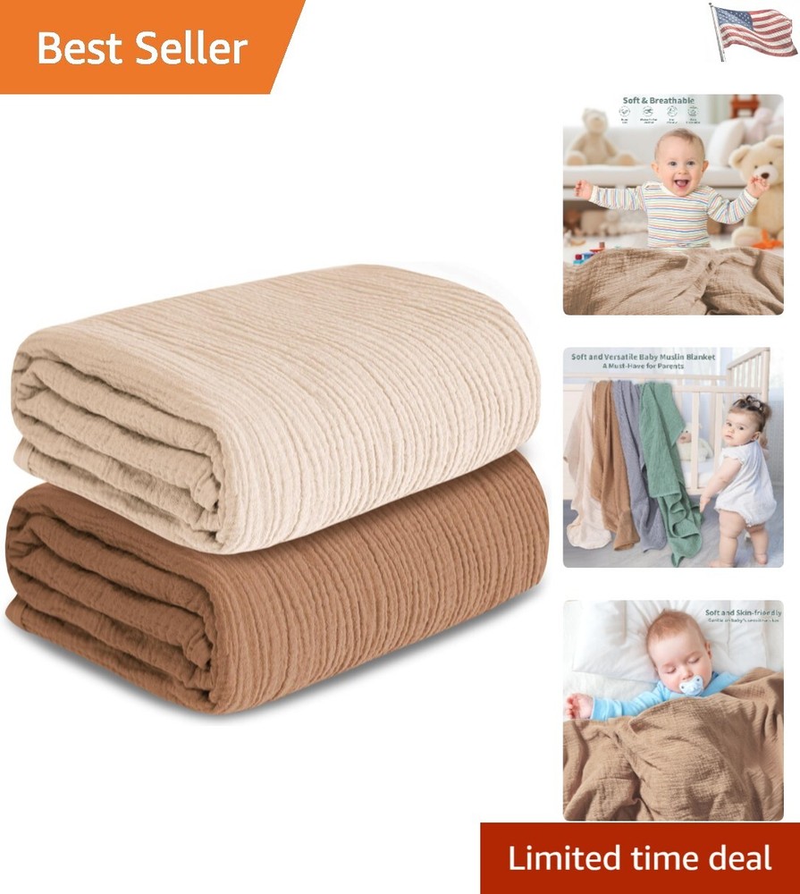 Ultra-Soft 2-Pack Muslin Swaddle Blankets for Newborns 41x41 Inch Breathable Comfort