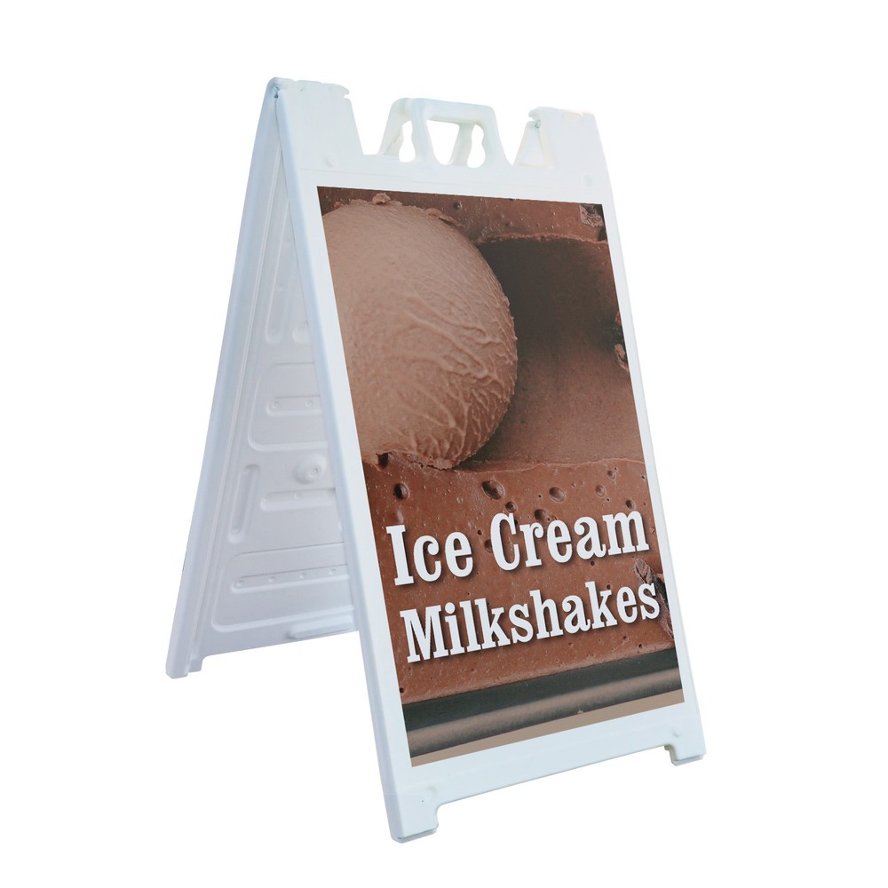 Heavy Duty A-Frame Sidewalk Sign for Ice Cream Milkshakes and Sweet Beverages