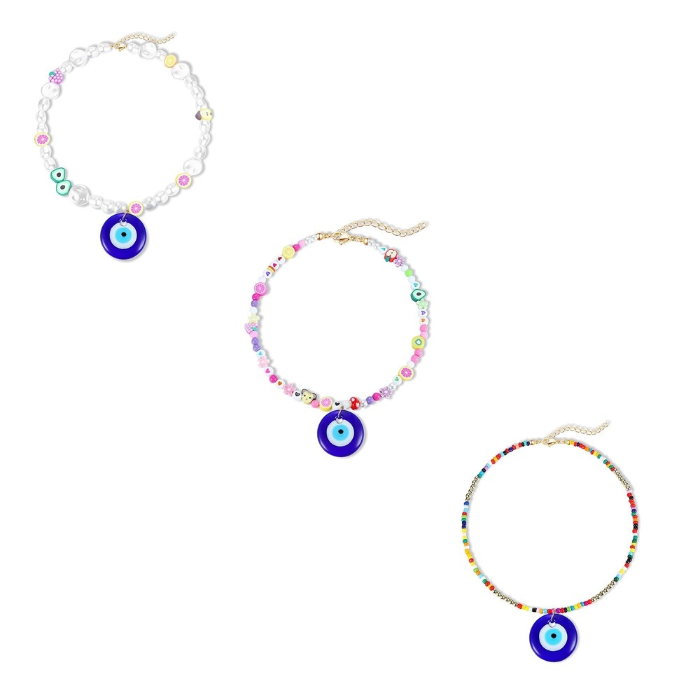 Evil Eye Necklace Evil Eye Bracelet Lucky Protection Jewelry Set 4 Pcs Amulet...