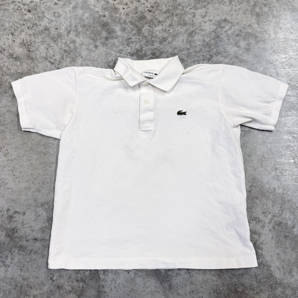 Lacoste Polo Shirt Mens Large White Classic Fit Pique Croc Logo Short Sleeve