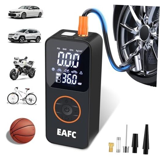 150PSI Cordless Tire Inflator with LED Light - Portable Air Compressor Pump