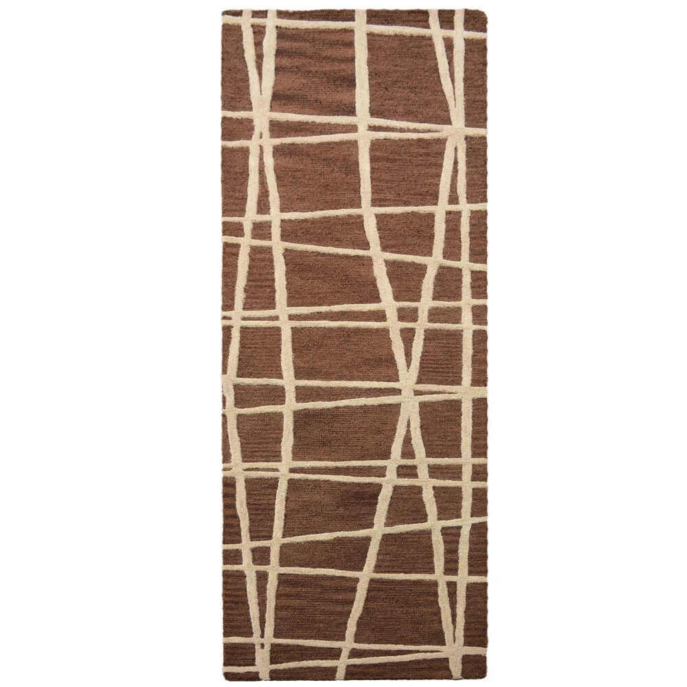 Hand Tufted Wool Runner Area Rug Contemporary Brown BBH Homes BBK02001