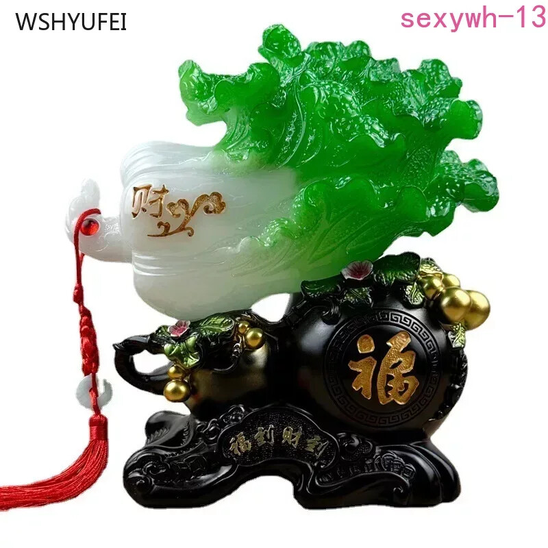 1PC Resin Jade Cabbage Wine Cabinet Sculpture Craft Wealth Attraction Gift