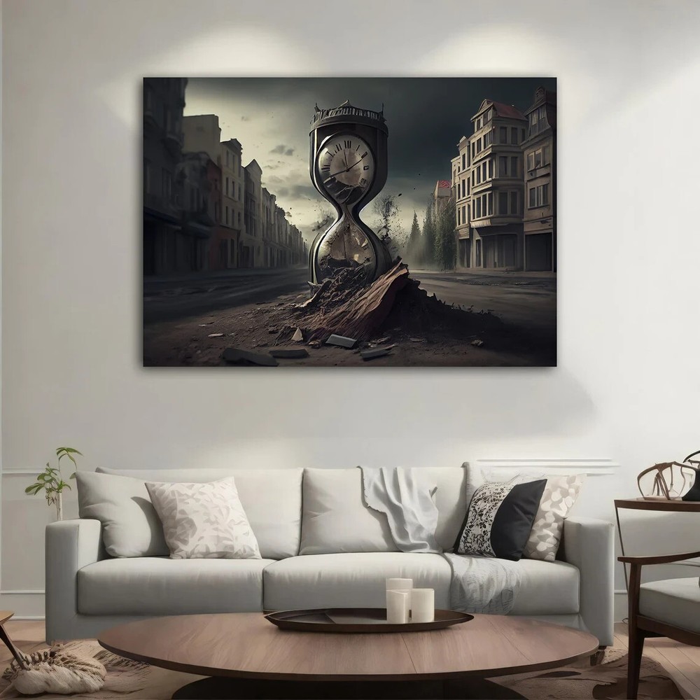 Hourglass In the Street Surreal Modern Unframed Canvas Print Australian Wall Art
