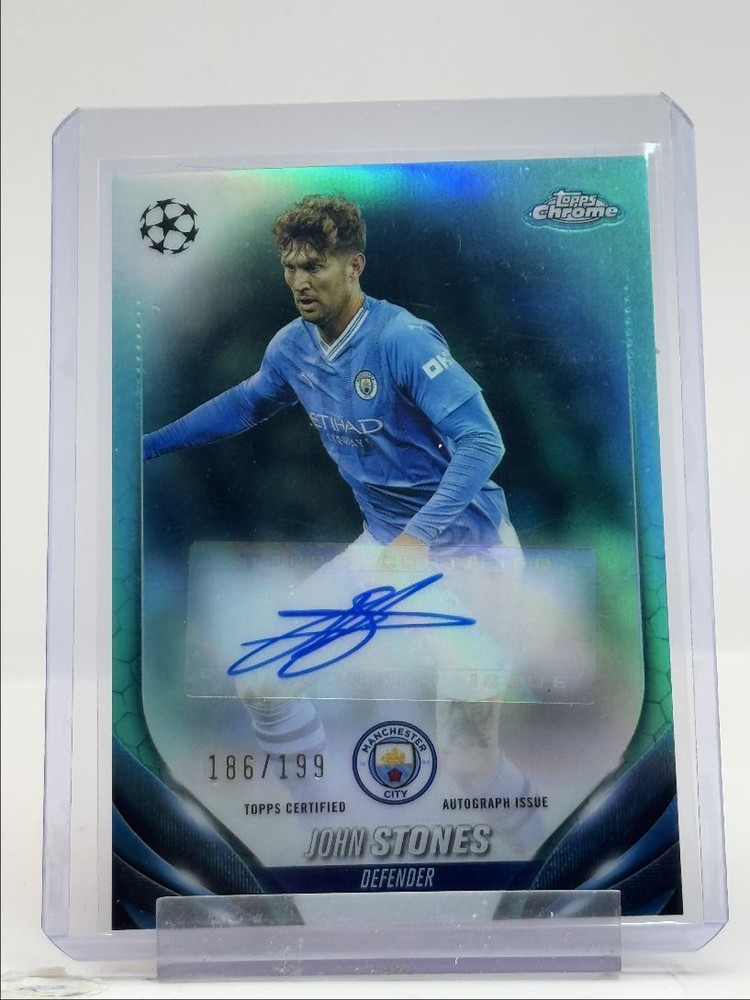 JOHN STONES 2023 TOPPS CHROME UCC AUTOGRAPH AQUA AUTO /199 Q0902