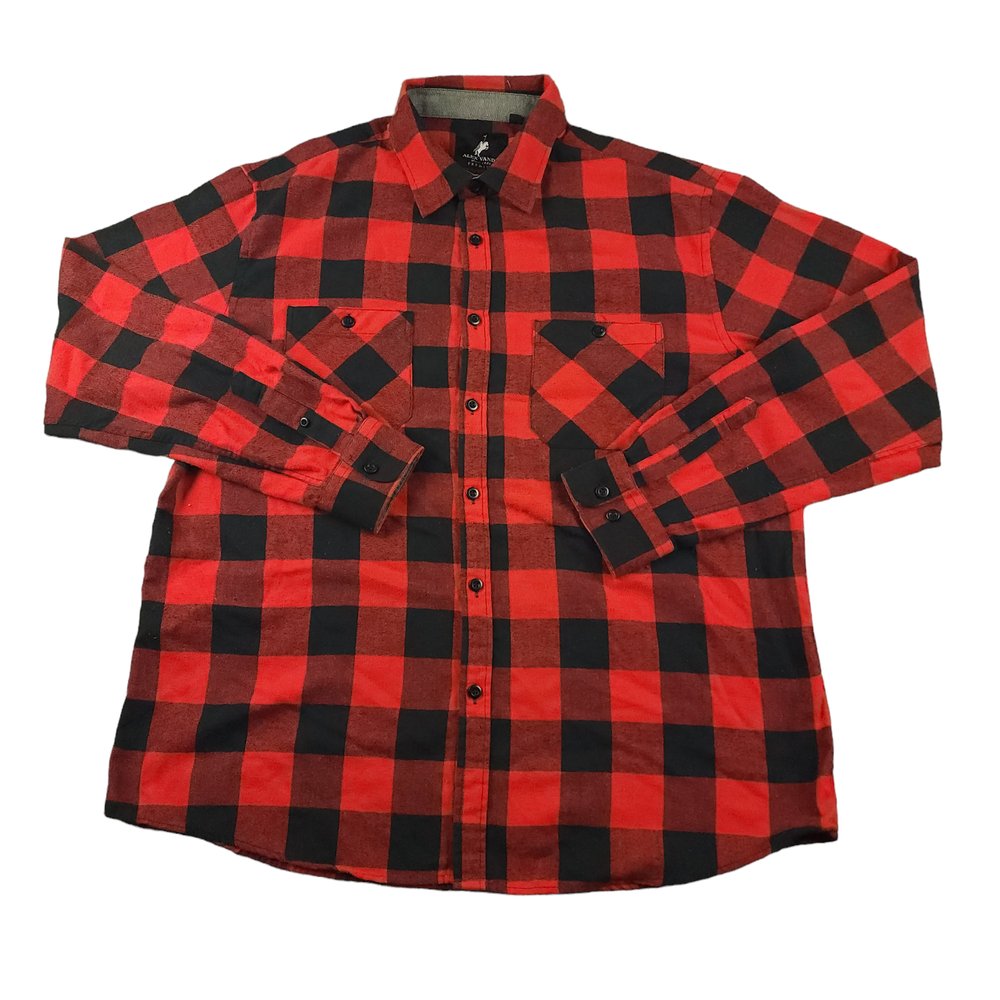 Alex Vando Premium Shirt L Mens Flannel Loose Fit Buffalo Check Y2K Lumberjack