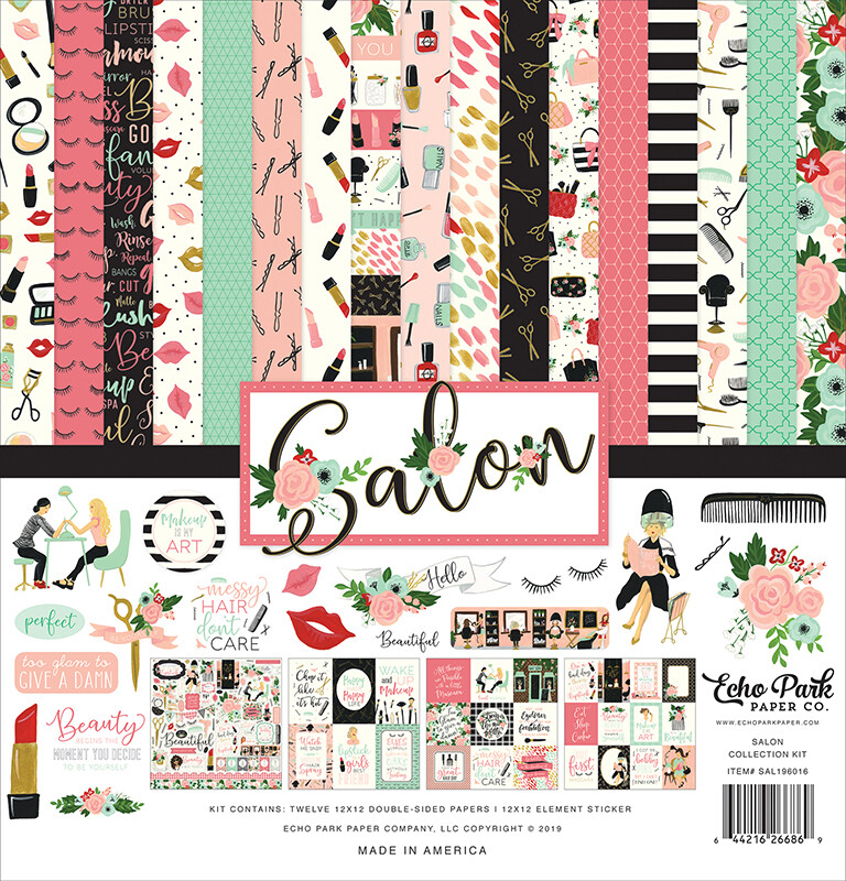 Echo Park Collection Kit SALON 12 Double-Sided Papers & 1 Element Sticker Page-image