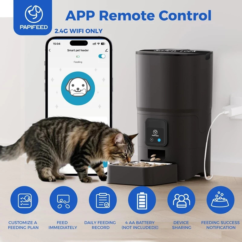 Smart WiFi Automatic Pet Feeder 6L – Alexa Compatible, App Control, Easy Clean