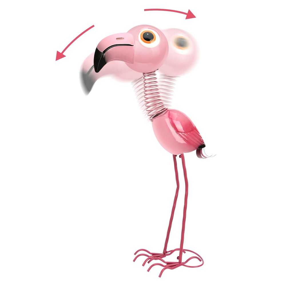 Pink Metal Flamingo Yard Ornament for Outdoor Lawn Decor