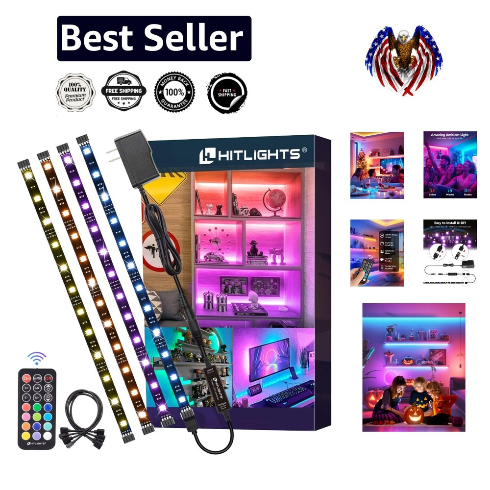 Transform Your Space with 4ft Color Changing LED Strip Lights - Remote Included