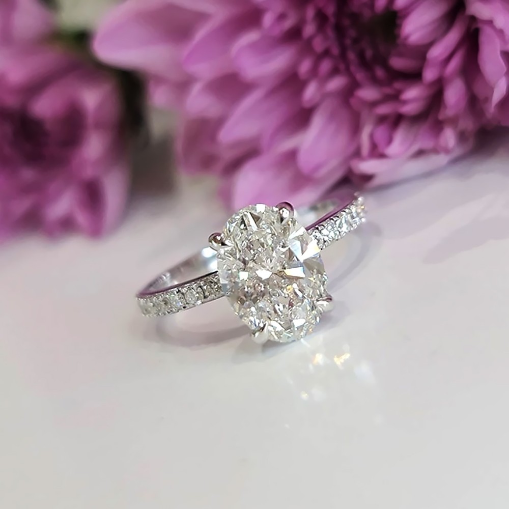 Wedding Diamond Ring Oval Cut 2.50 Ct IGI Lab Created E F  VVS2 14k White Gold