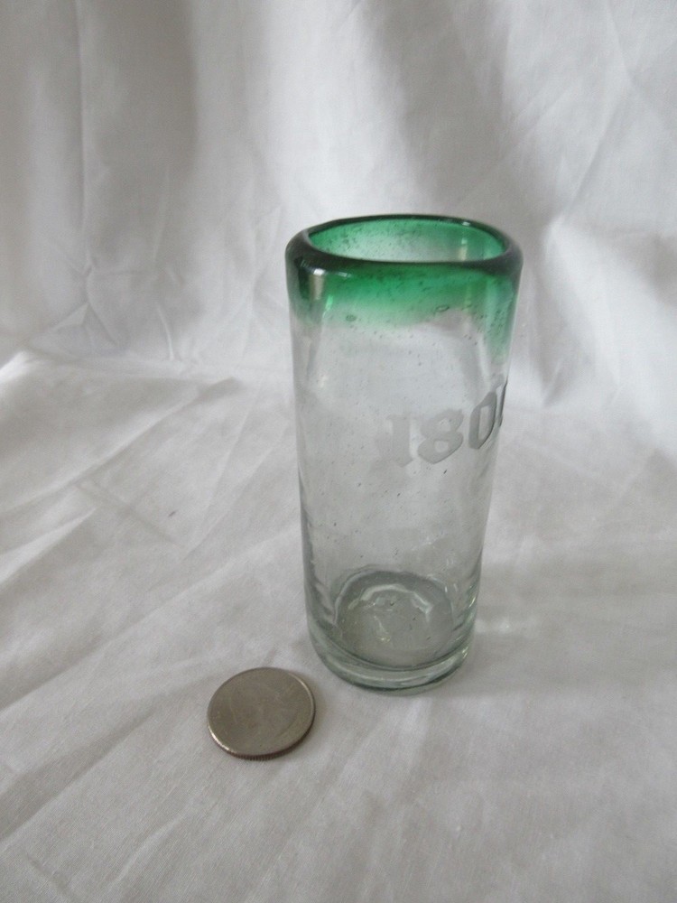 Tequila 1800 Hand Blown Green Rim Shot Glass
