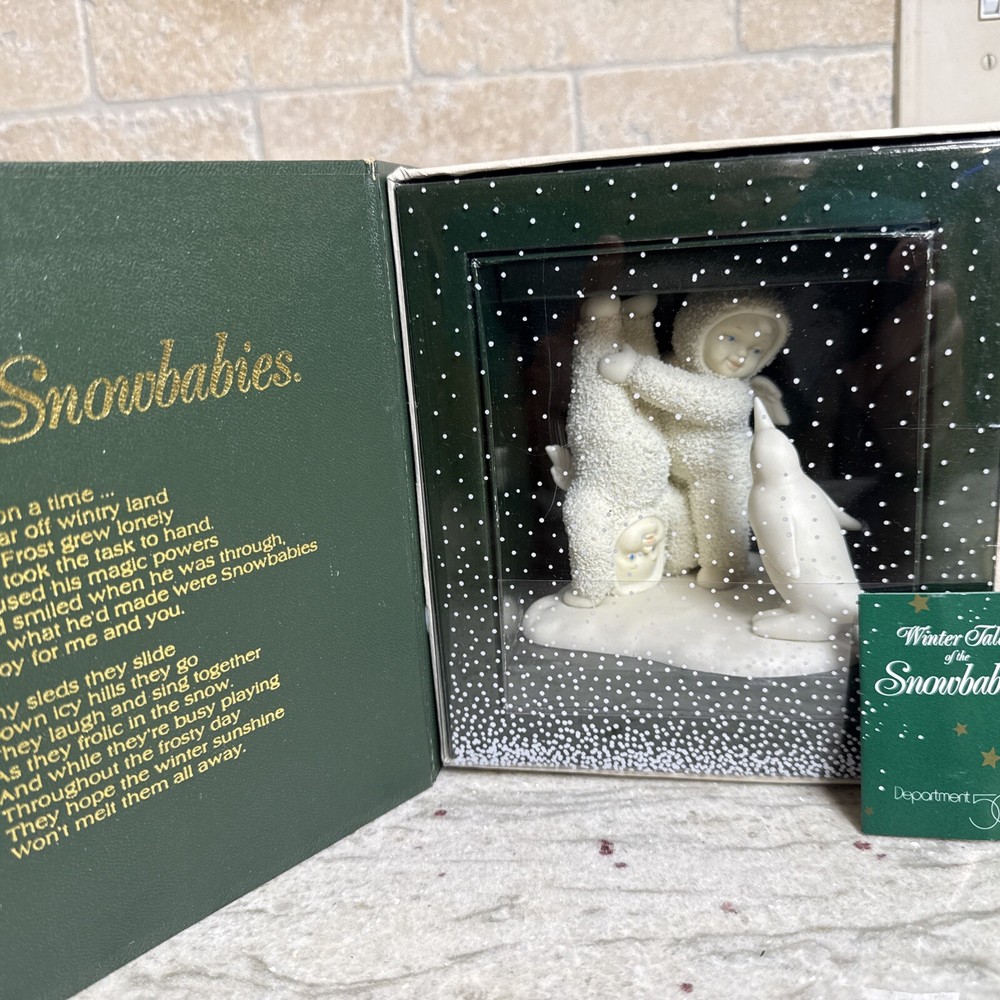 Dept 56 Snowbabies Retired Handstand Penguin Two Babies Figurine #68812