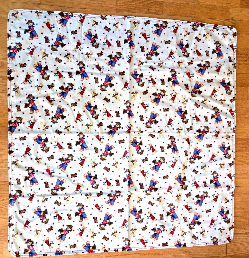 Western Teddy Bear Baby Blanket Handmade 41