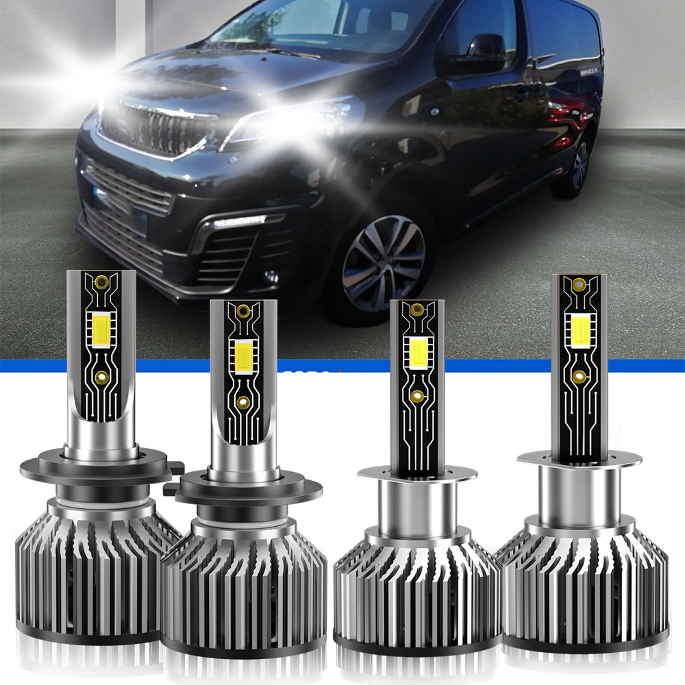 For Peugeot Expert 2018-2019 H1+H7 LED Headlight Bulbs Kit High Low Beam 6500K