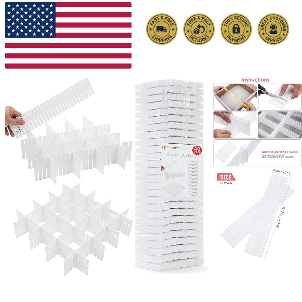 40Pcs Drawer Dividers, Adjustable Drawer Organizer for Socks, Underwear, Make...